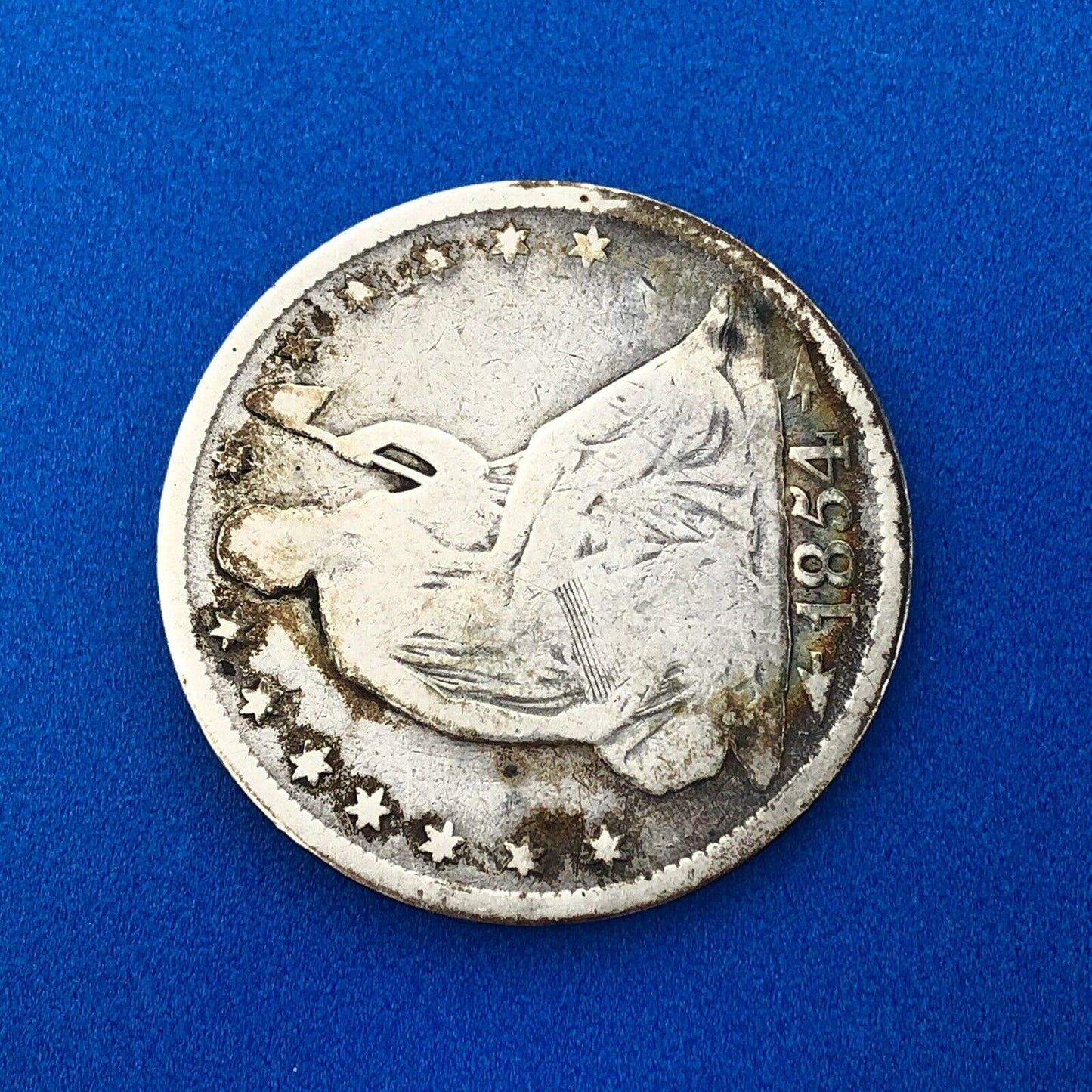 1854 P Silver Seated Liberty Half Dollar 50c Arrows Philadelphia Mint Coin