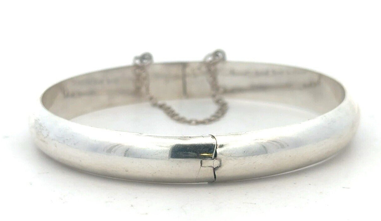 Estate 925 Sterling Silver Polished Hinged Cuff Bangle Bracelet