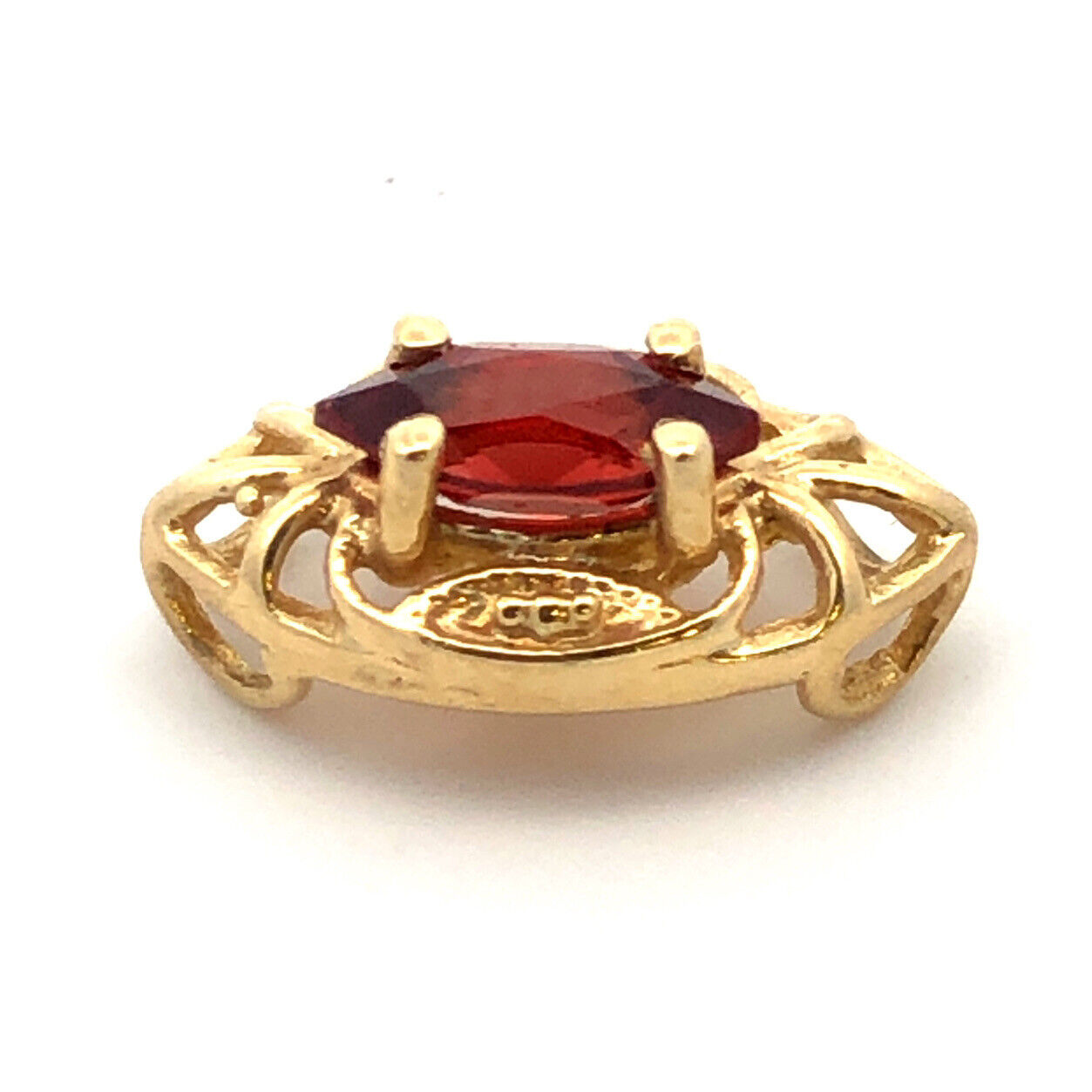 Designer 10K Yellow Gold Oval Egg Shaped Ribbed Bead Slide Bracelet Spacer Charm