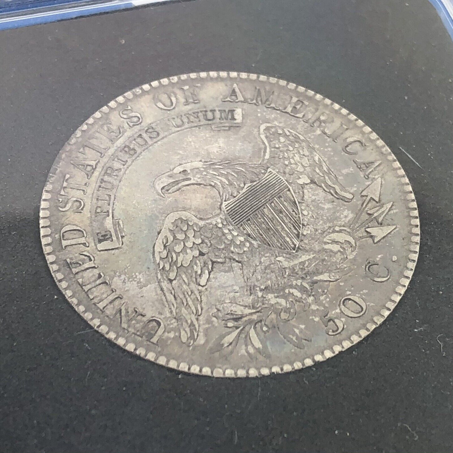 1821 Capped Bust Silver Half Dollar 50c Lettered Edge Ungraded XF Details Coin