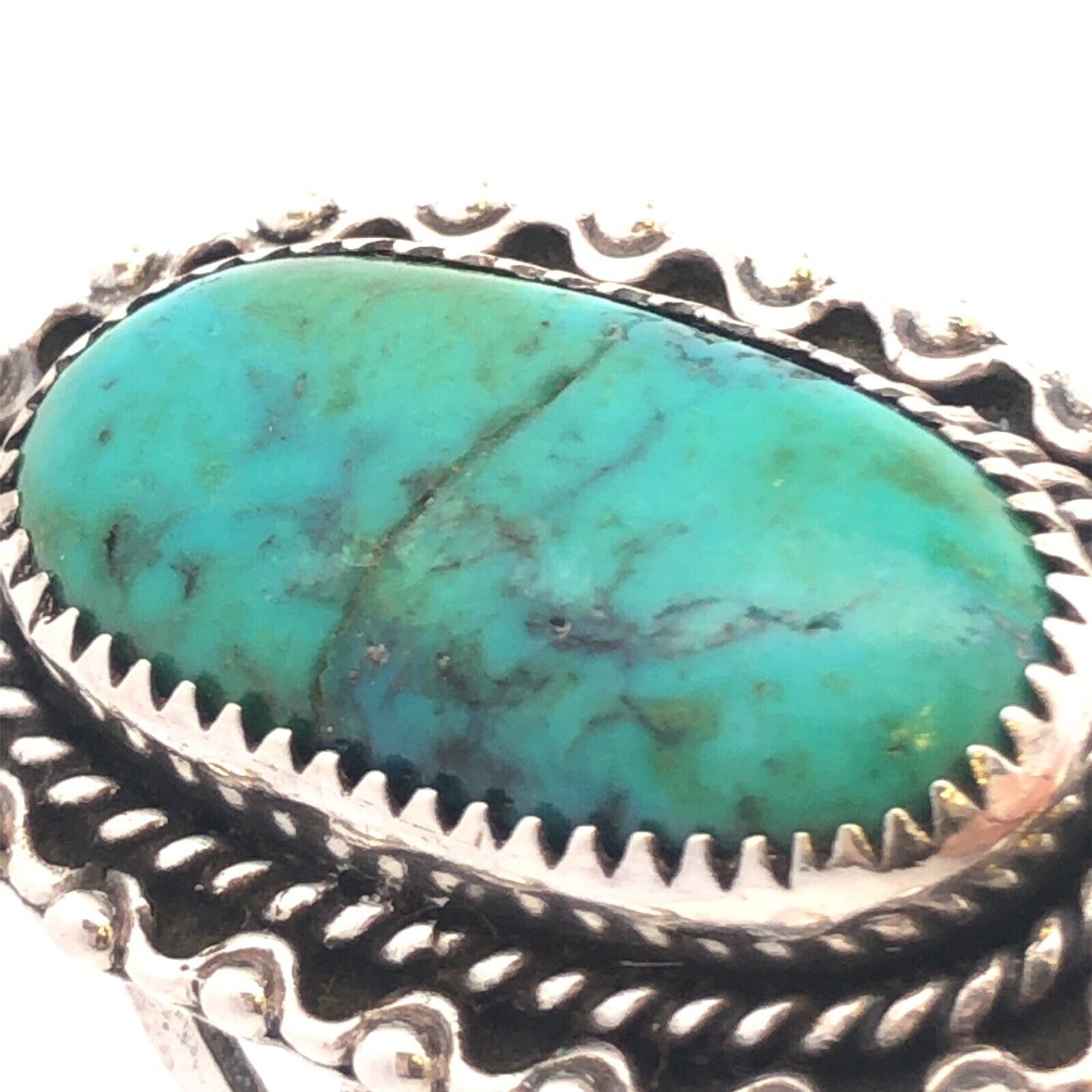 Vintage Native American Navajo Sterling Silver Turquoise Cabochon Statement Ring