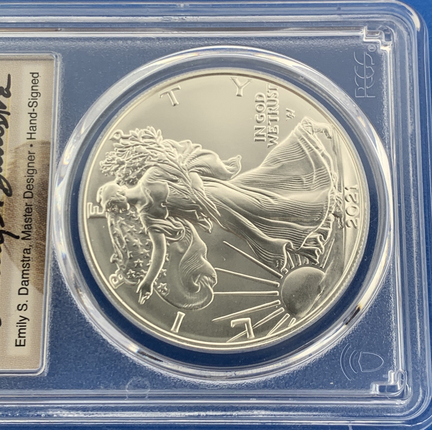 2021 Silver Eagle 999 Fine Silver PCGS MS 70 Type 2 First Strike Emily Damastra