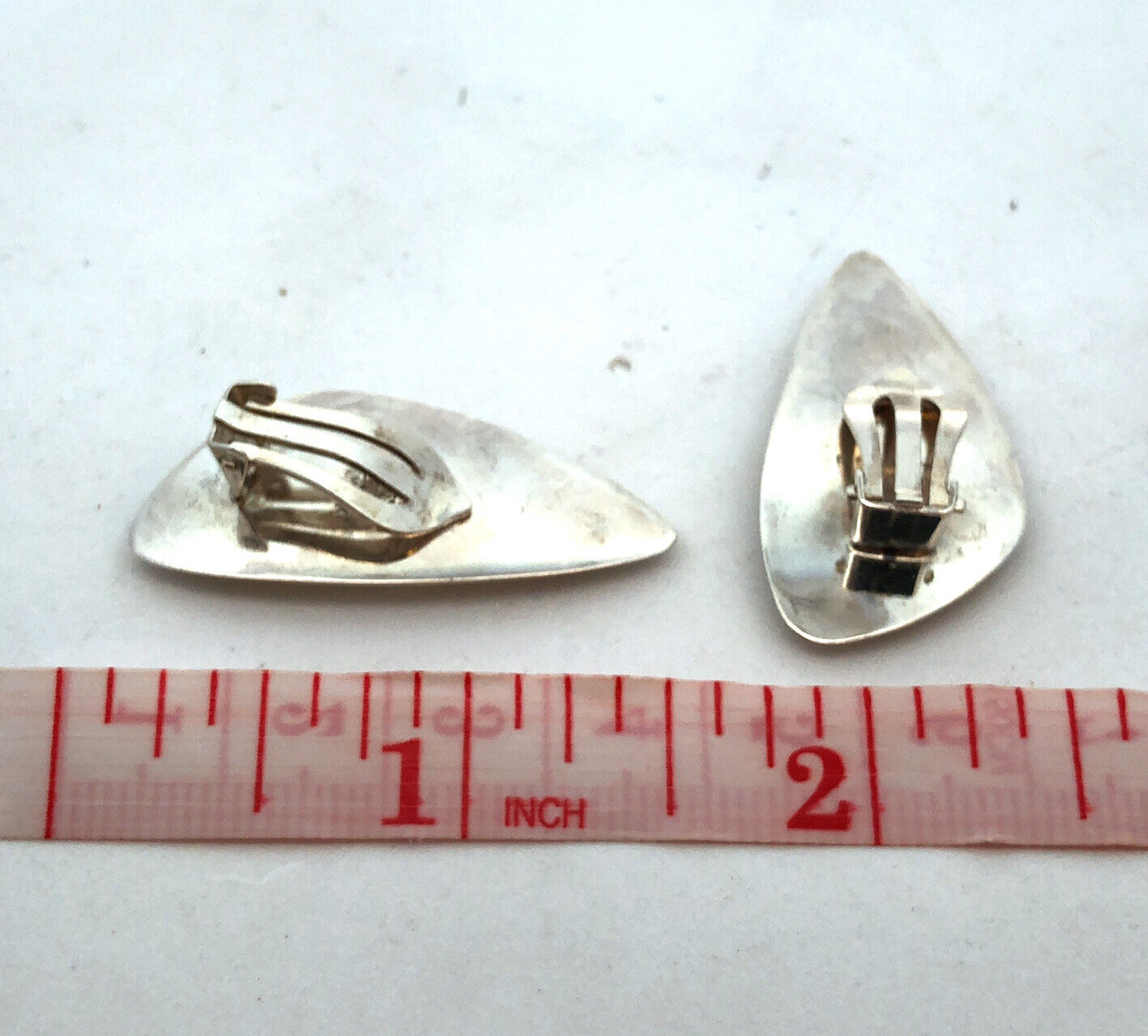 Vintage E Dragsted 925 Sterling Silver Abalone Triangle Clip-on Stud Earrings