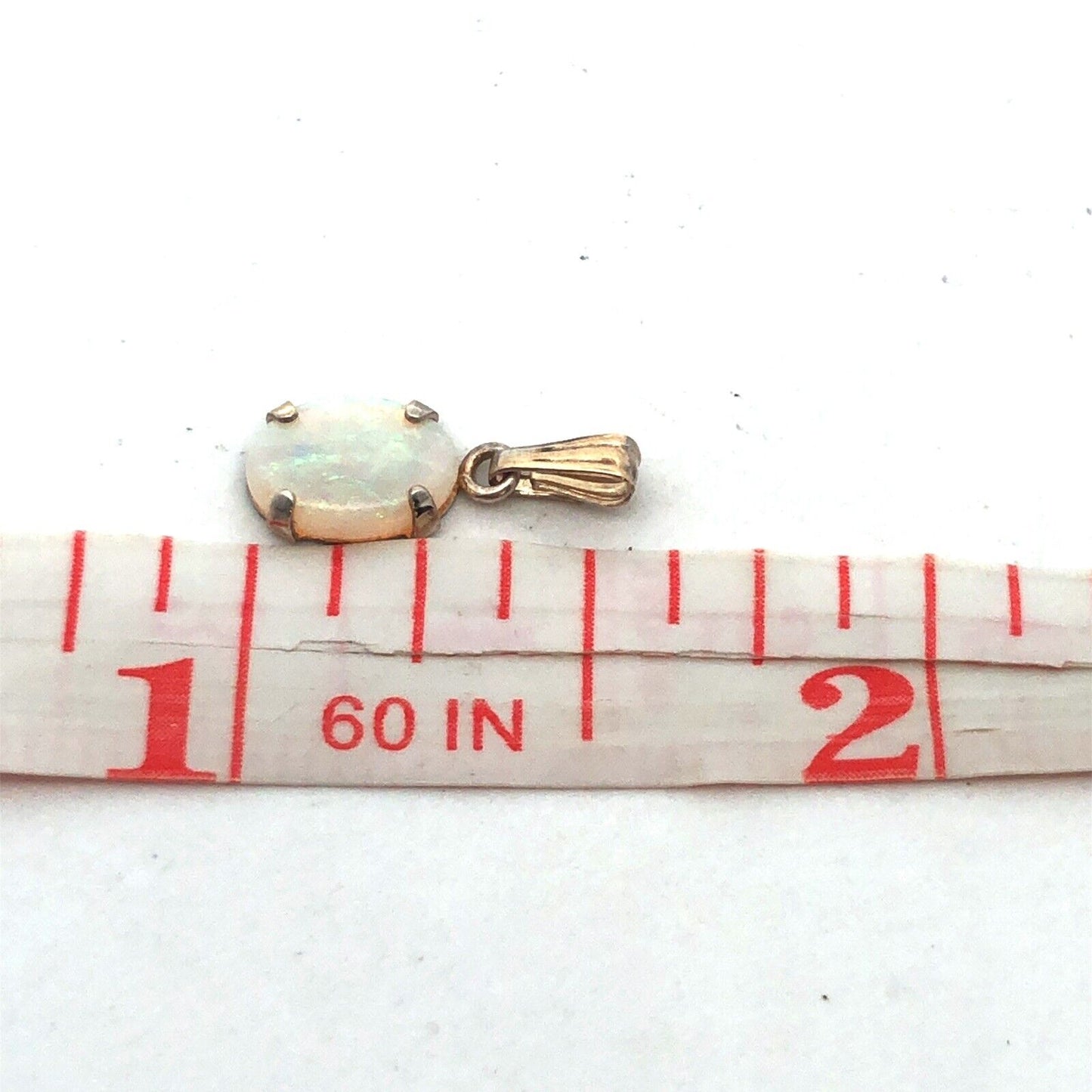 Vintage 14K Yellow Gold Oval Opal October Birthday Sweetheart Pendant