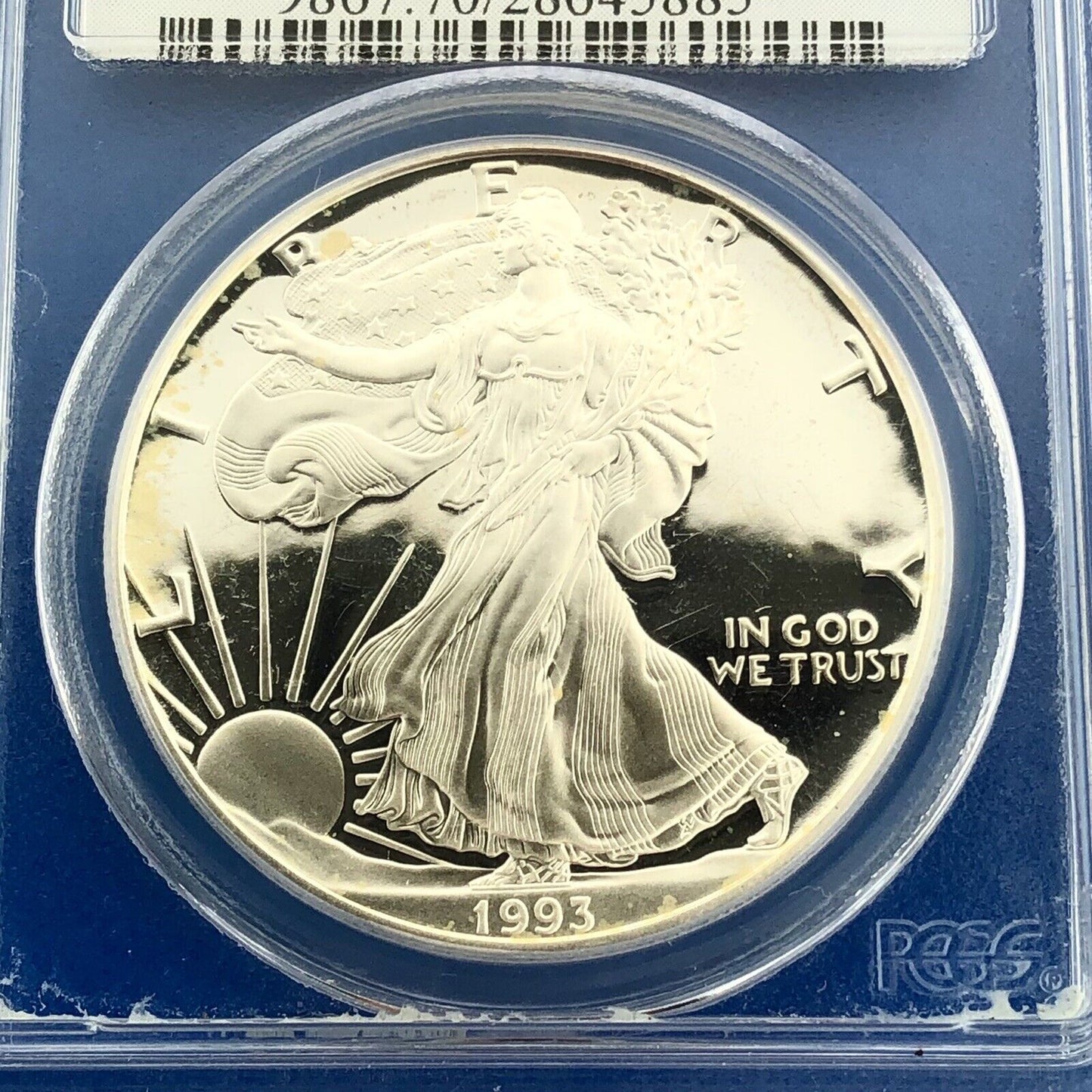 1993 P Proof Silver Eagle 999 Fine Silver PCGS PR70 DCAM Deep Cameo