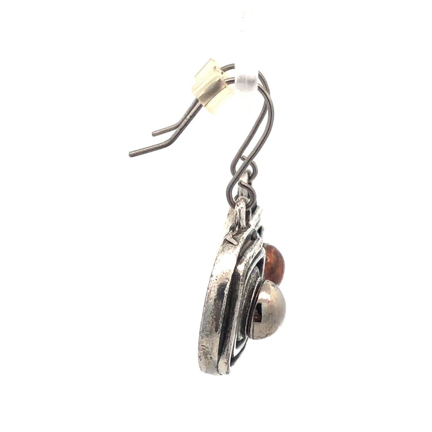 Vintage 925 Sterling Silver Gold Vermeil Two Tone Swirl Round Dangle Earrings
