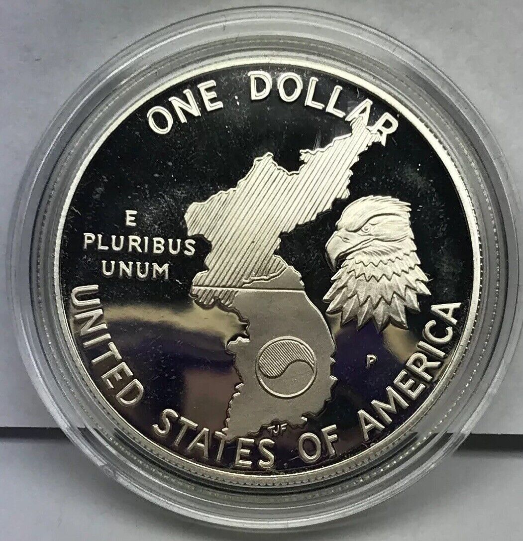 1991 P United States Korean War Memorial Proof Silver Dollar OMP/COA