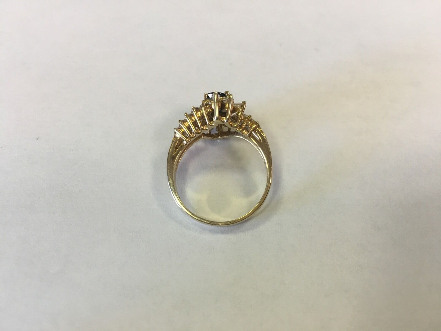 14k Yellow Gold Oval Sapphire with Diamond Accents Cocktail Ring