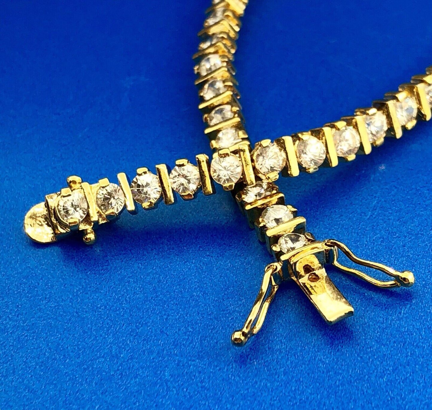 Dramatic 925 Sterling Silver Vermeil Cubic Zirconia CZ Statement Tennis Bracelet