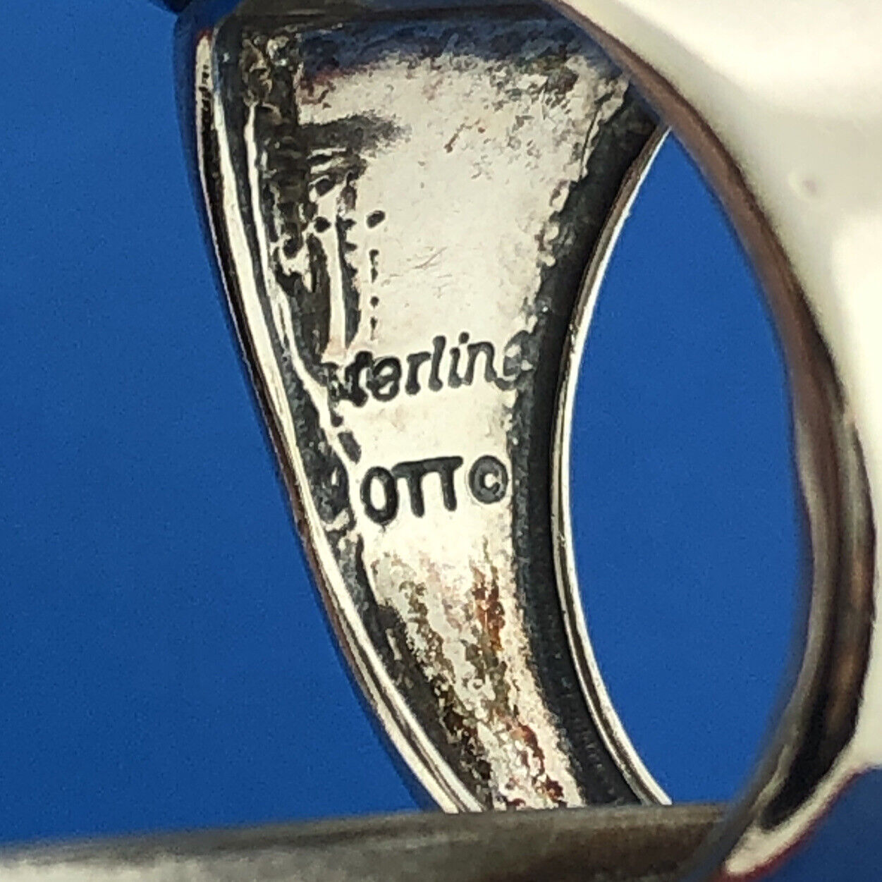 Mid Century Otto Grun Sterling Silver Stainless Steel Modernist Oval Dome Ring