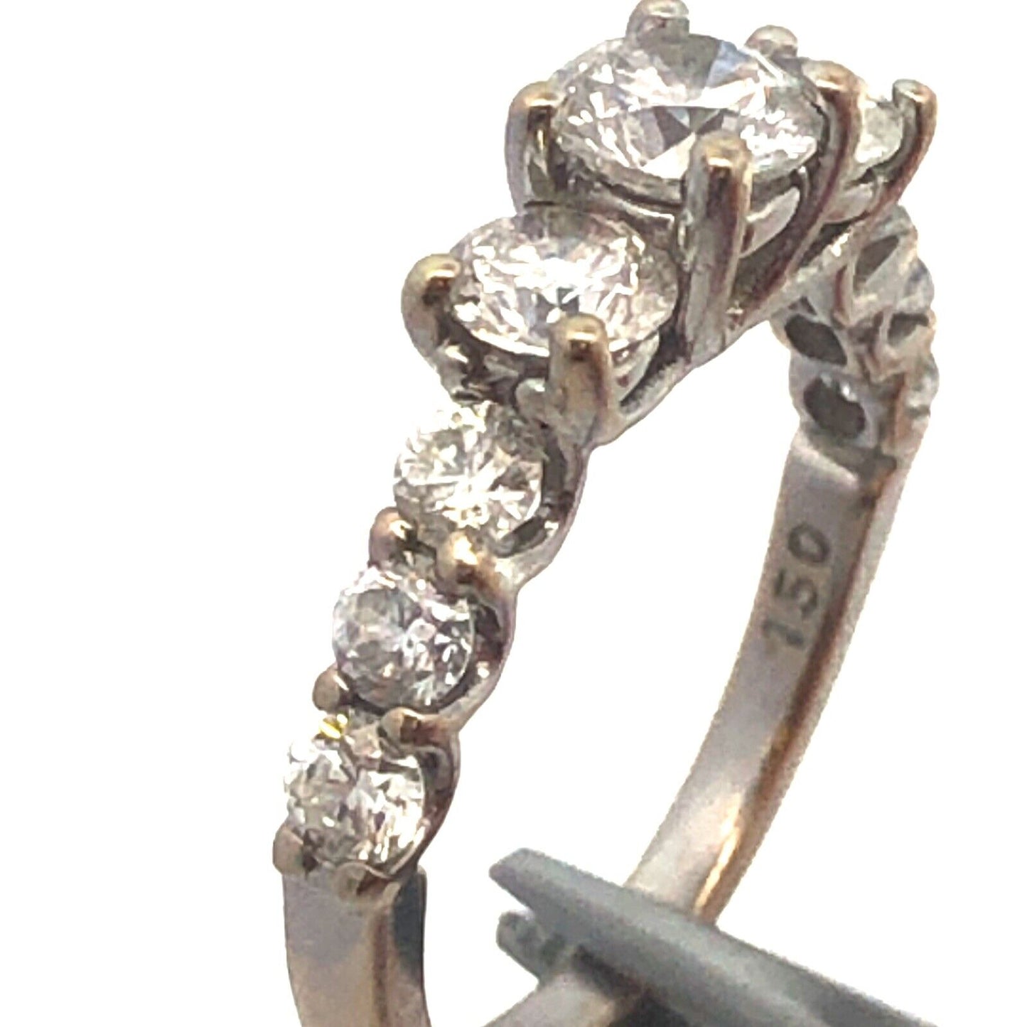 Designer 14K White Gold Diamond Trio With Accents Waterfall Engagement Ring