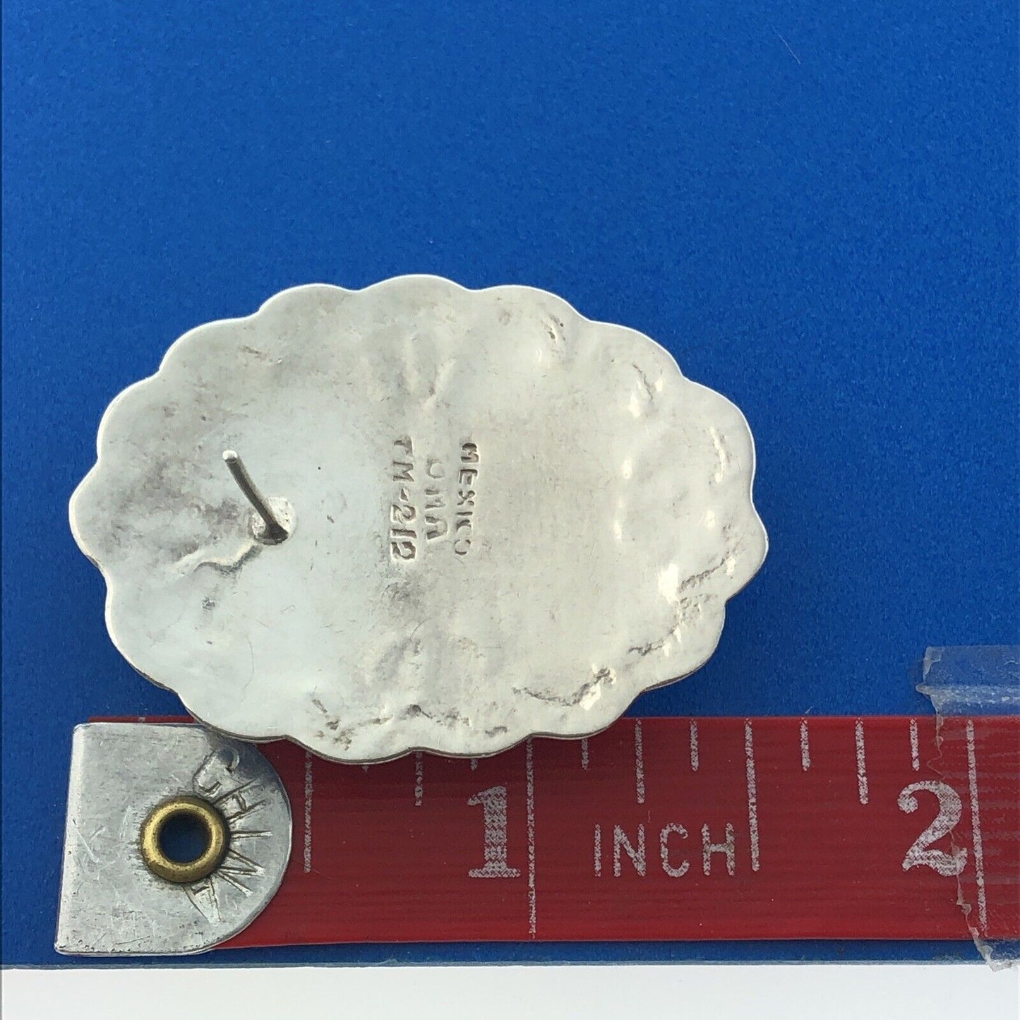 Taxco Mexico JMA TM-212 925 Sterling Silver Black Onyx Concho Stud Earrings