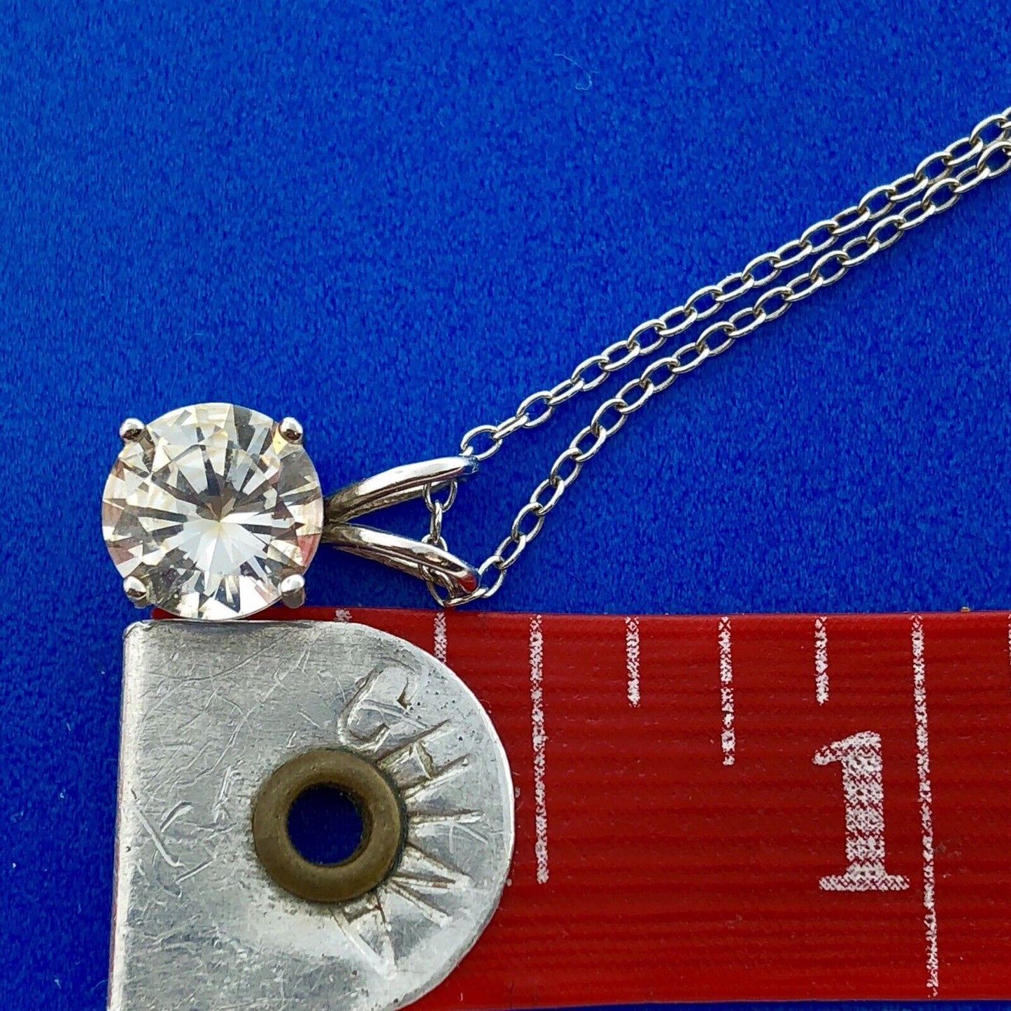 Karizia Spa KA 1772 Sterling Silver 925 White Topaz Solitaire Pendant Necklace