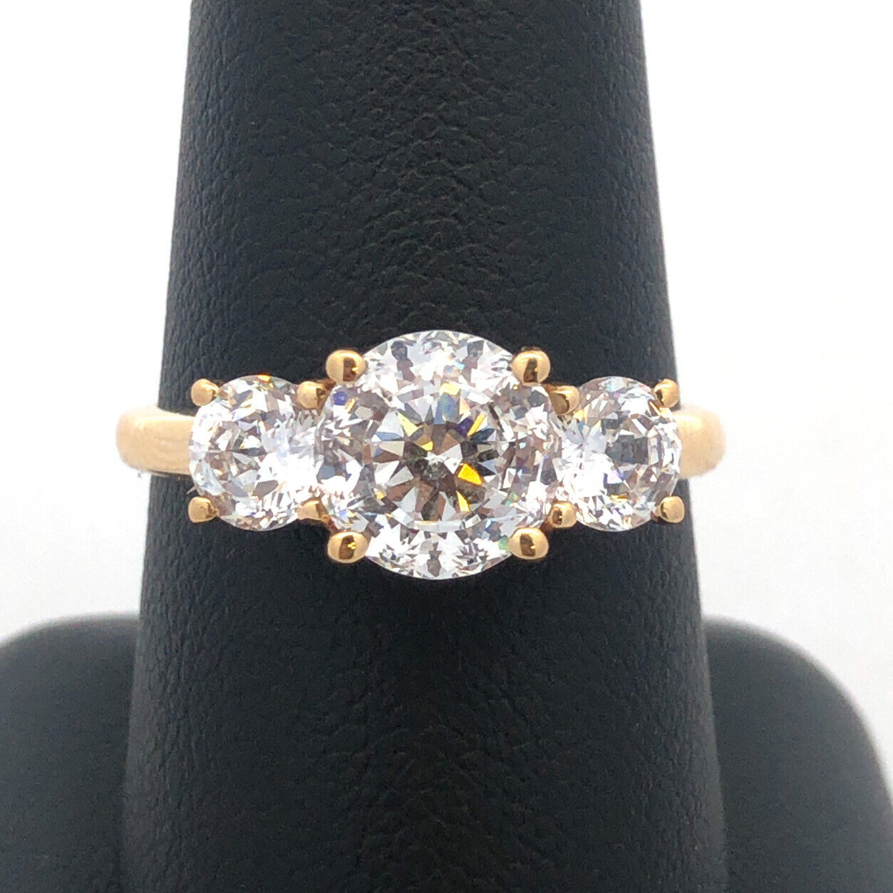 Designer 14K Yellow Gold Cubic Zirconia CZ Statement Engagement Ring 2.88tcw