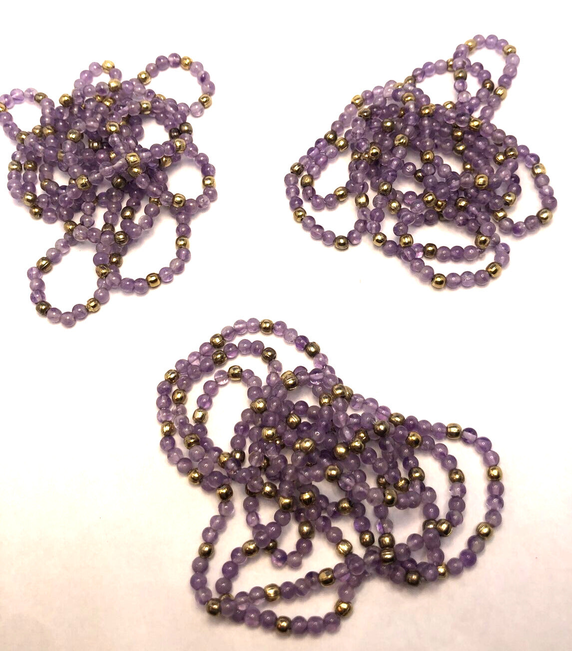 Vintage 1980's Amethyst & Gold-Tone Beaded 3-Piece Statement Necklace