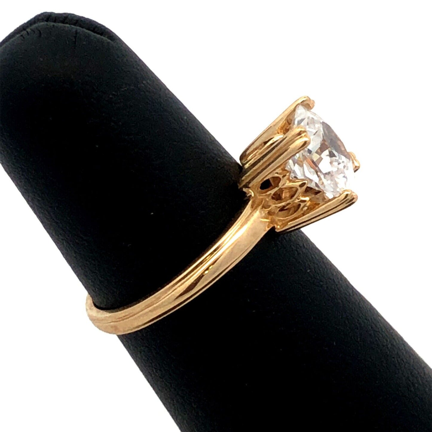 Diamonique 14K Yellow Gold Princess Cut Cubic Zirconia CZ Engagement Ring