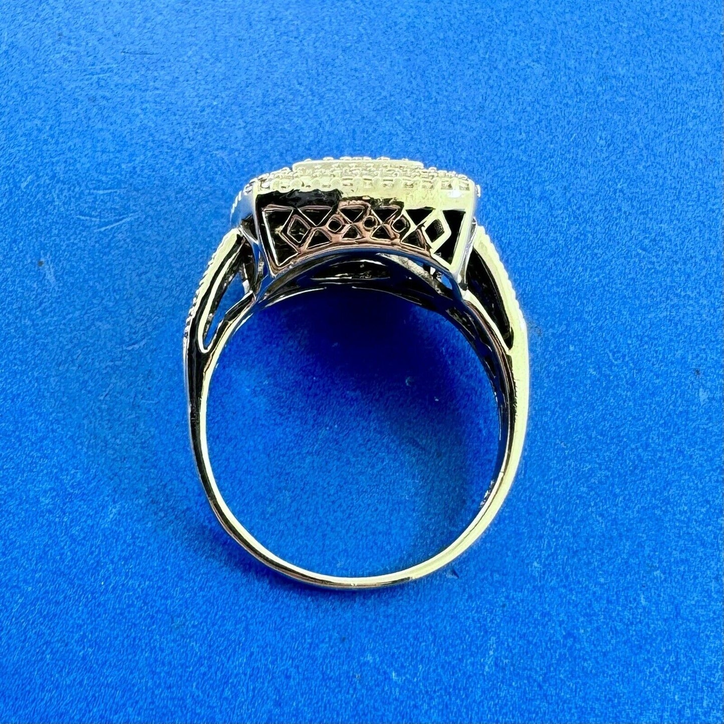 Designer HN 925 Sterling Silver Mens Square Diamond Cluster Statement Ring