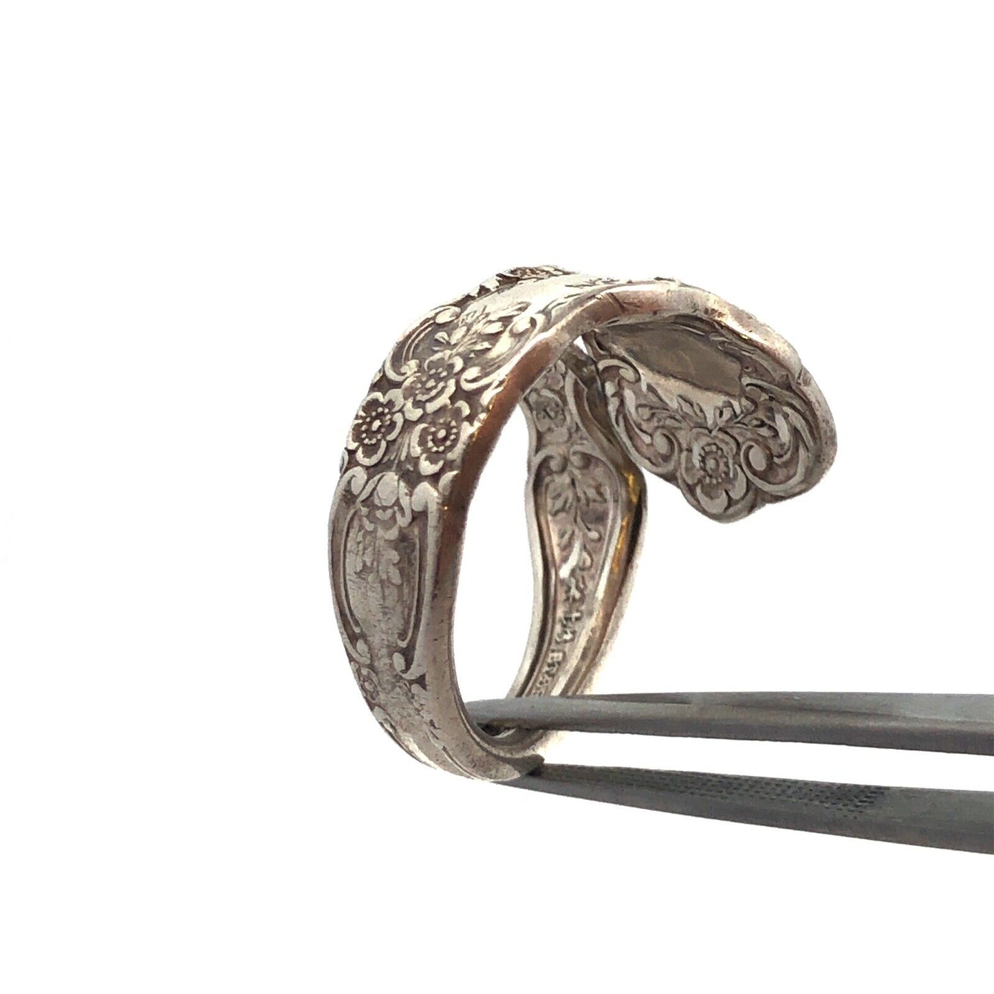 Vintage Designer 925 Sterling Silver Buttercup Flower Detail Spoon Bypass Ring