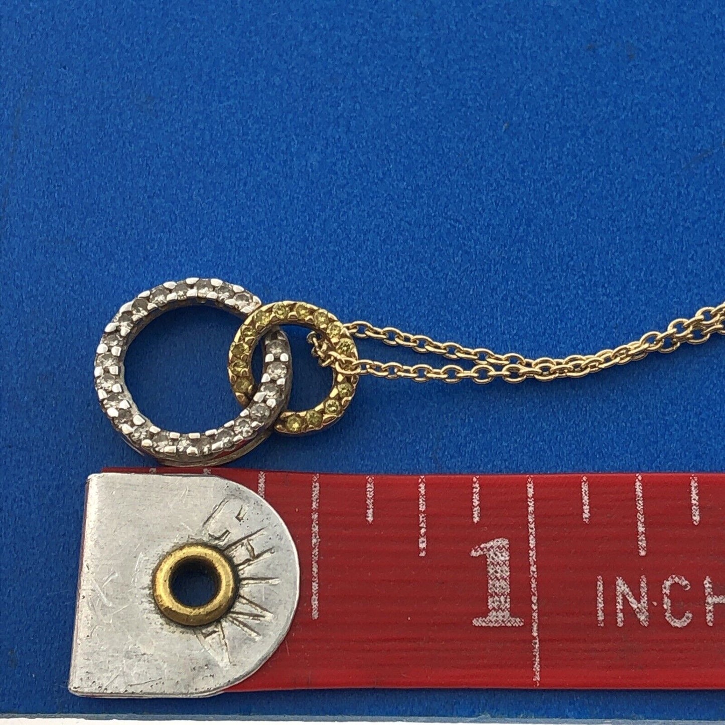 Designer 14K Yellow White Gold Canary & White Diamond Eternity Infinity Necklace