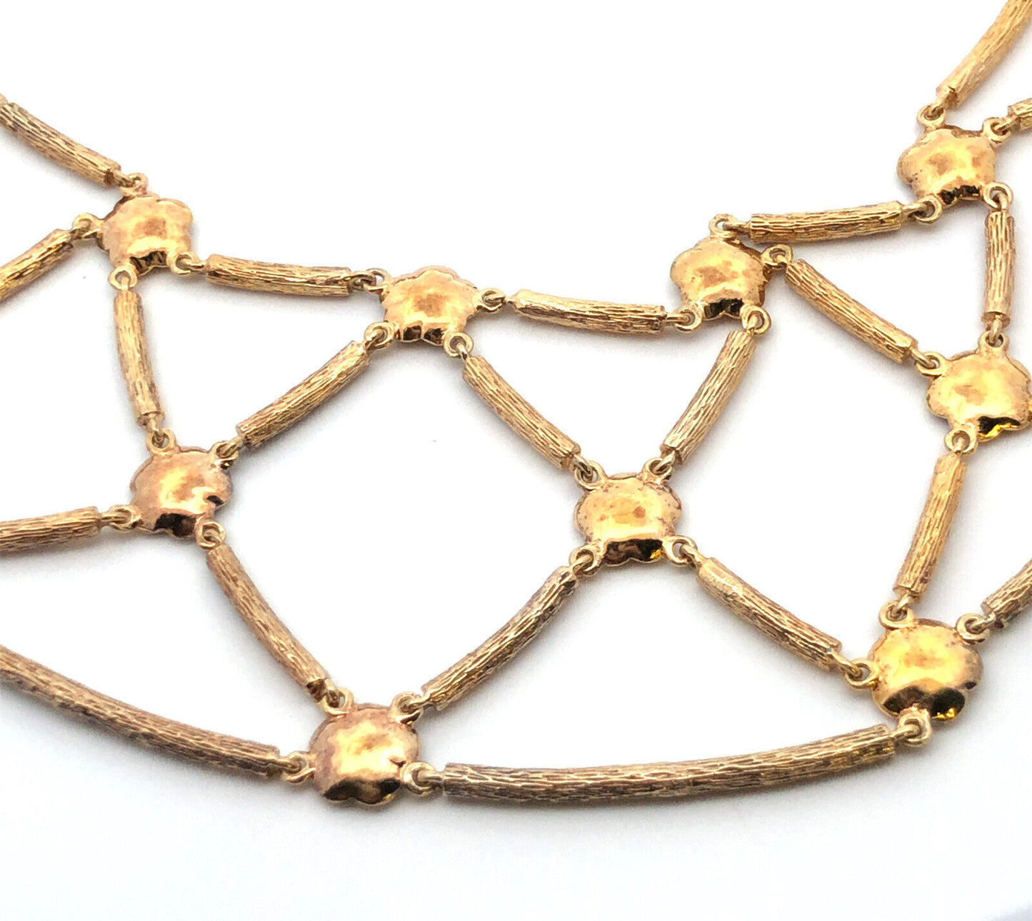 Designer Stephen Dweck 925 Sterling Silver Vermeil Diamond Floral Statement Necklace