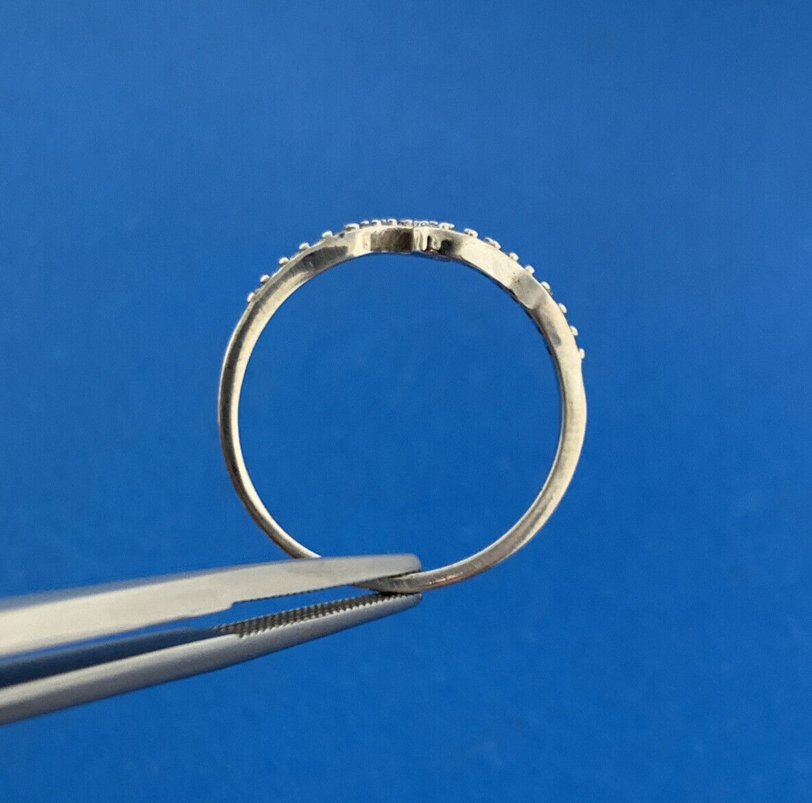 Designer 925 Sterling Silver Round Blue Topaz Wave Stackable Band Ring