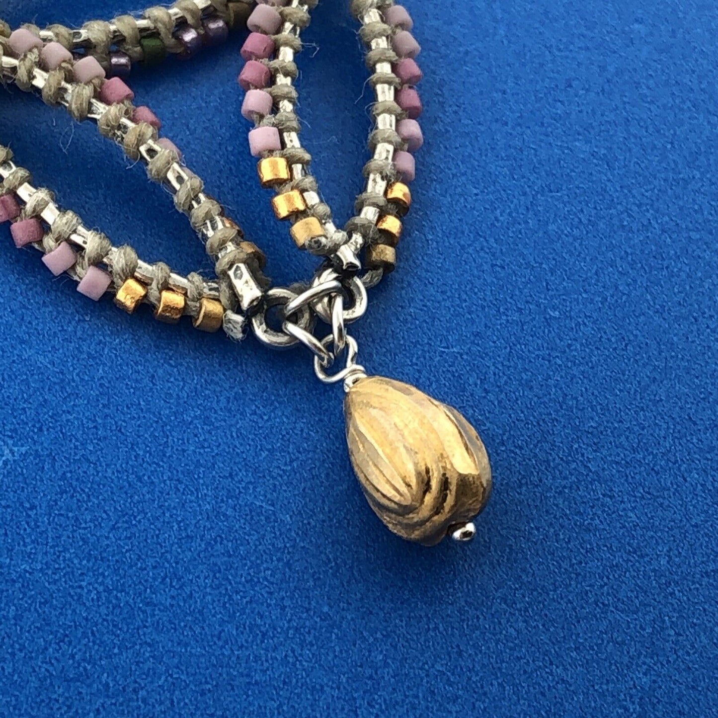 Chan Luu Sterling Silver 925 Colorful Beaded Triangular Bib 17.5" Necklace