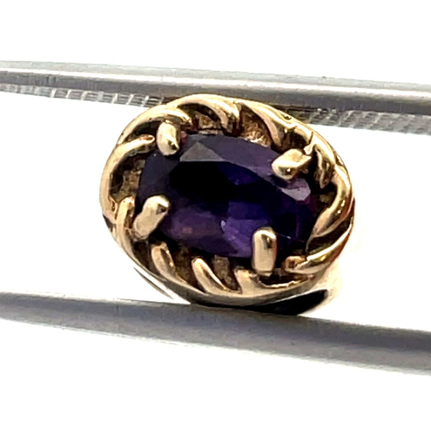 Estate Designer DDH 10K Yellow Gold Oval Amethyst Slide Bracelet Charm