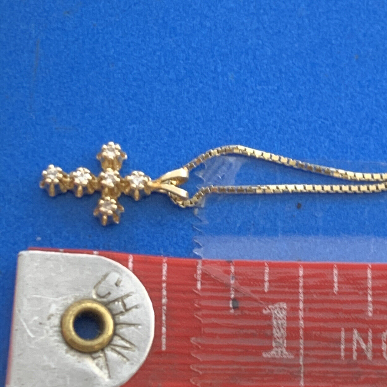 Designer 14K Yellow Gold Diamond Petite Cross Religious Communion Necklace