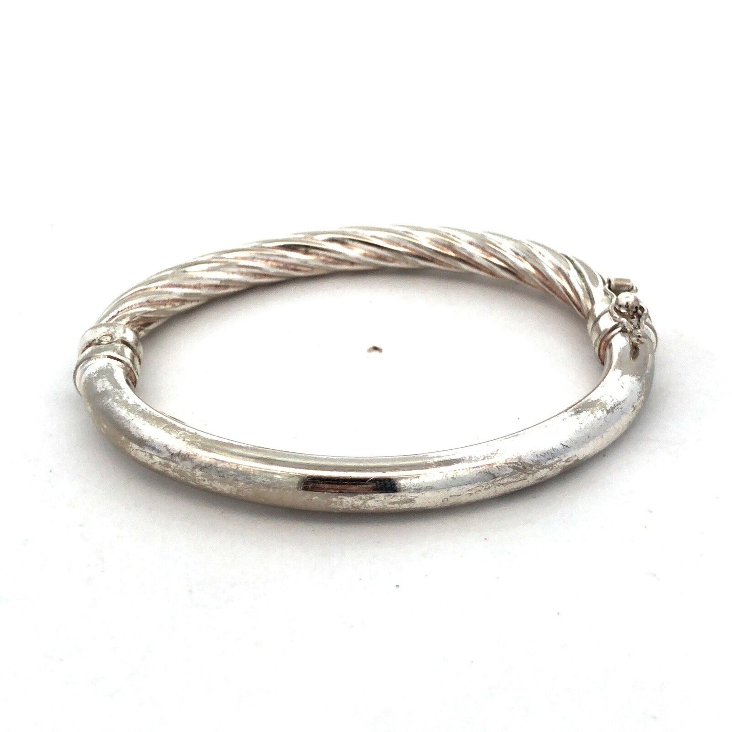 925 Sterling Silver Designer Holy Twisted Cable Small Hinged Cuff Bracelet