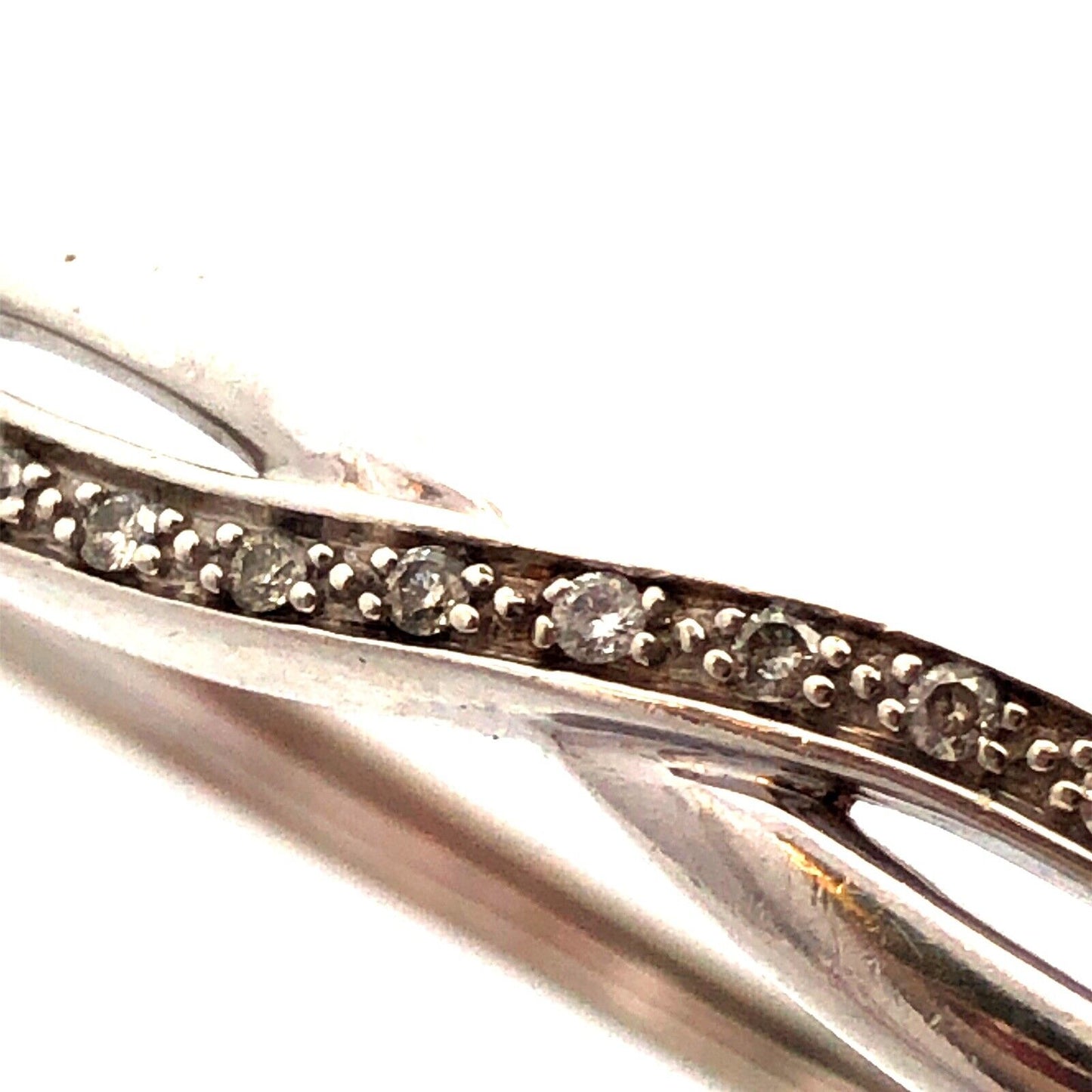 Designer ZEI 925 Sterling Silver Diamond Braided Infinity Hinged Bangle Bracelet