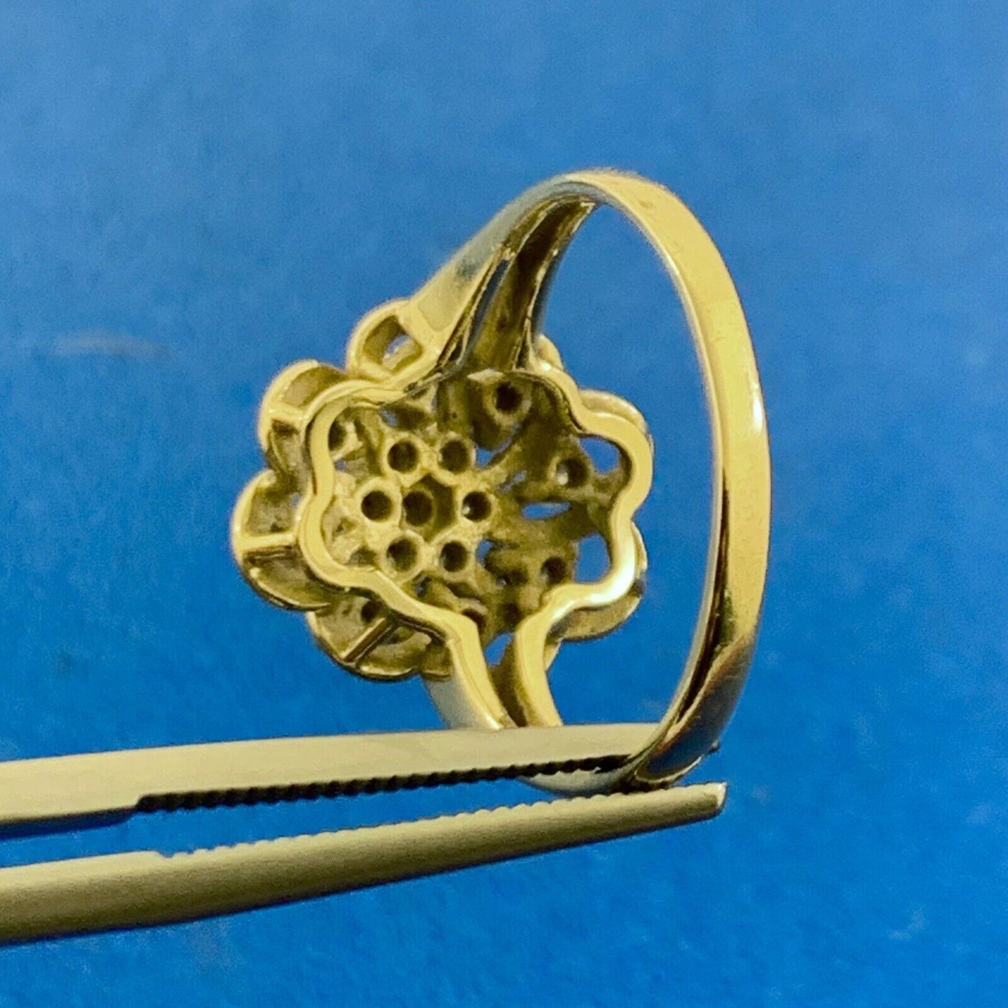 Designer Estate 14K Yellow Gold Diamond Flower Cluster Cocktail Ring