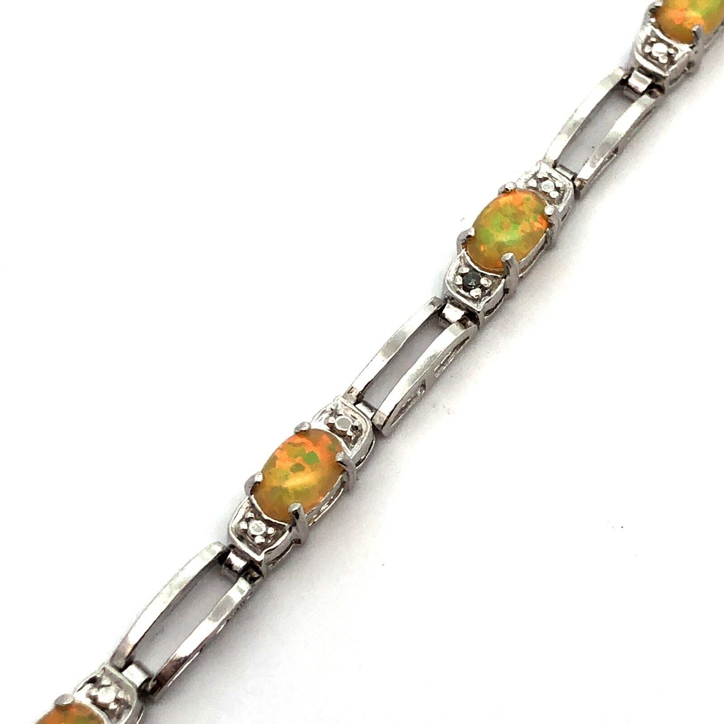 Designer FAS 925 Sterling Silver Yellow Opal Diamond Accent Tennis Bracelet