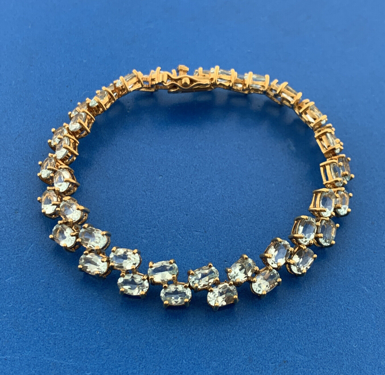 Designer 925 Sterling Silver Blue Topaz Double Row December Tennis Bracelet