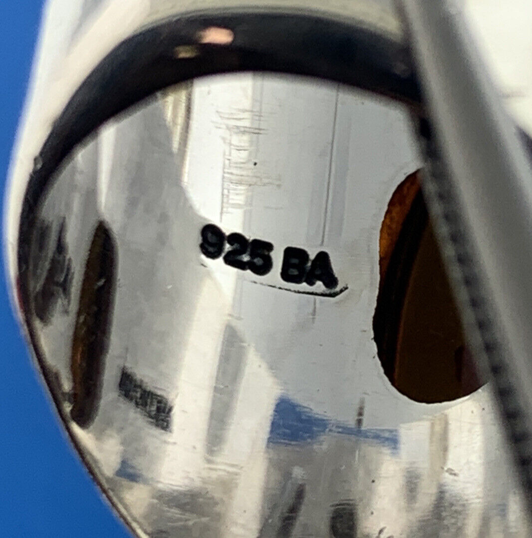 Stunning Sterling Silver 925 Cabochon Amber Statement Finger Ring Size 6