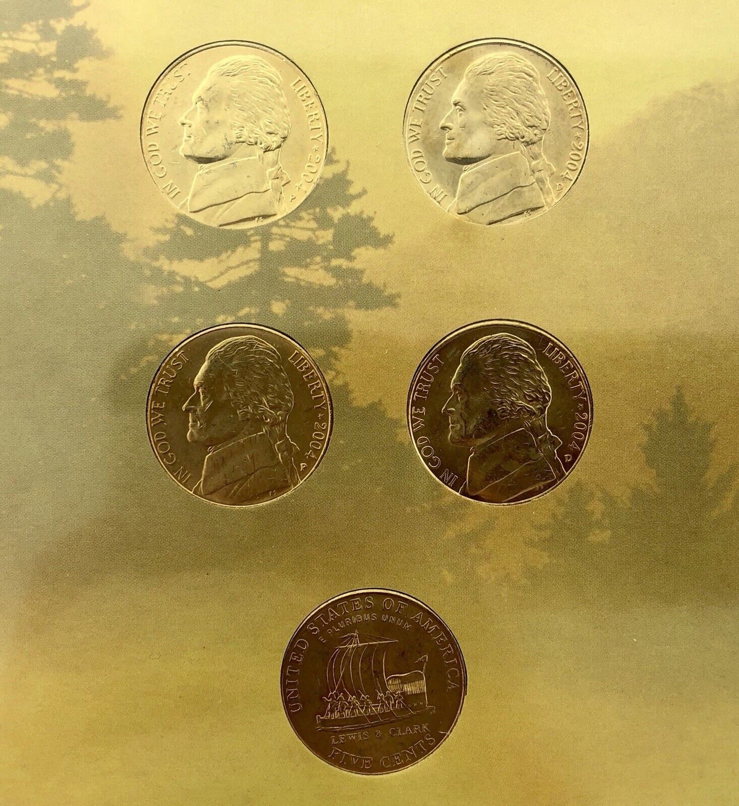 2004 2005 10 Coin Gem BU Westward Series Nickel Coll Whitman Frame Gold Plated