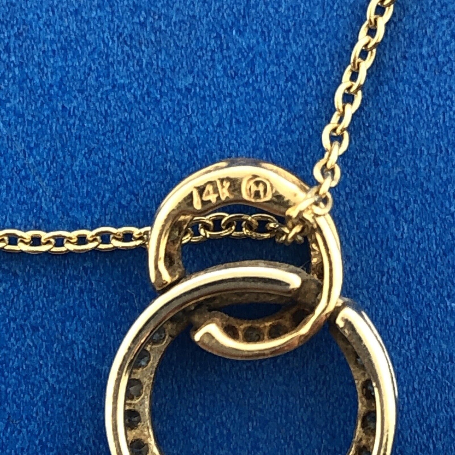 Designer 14K Yellow White Gold Canary & White Diamond Eternity Infinity Necklace