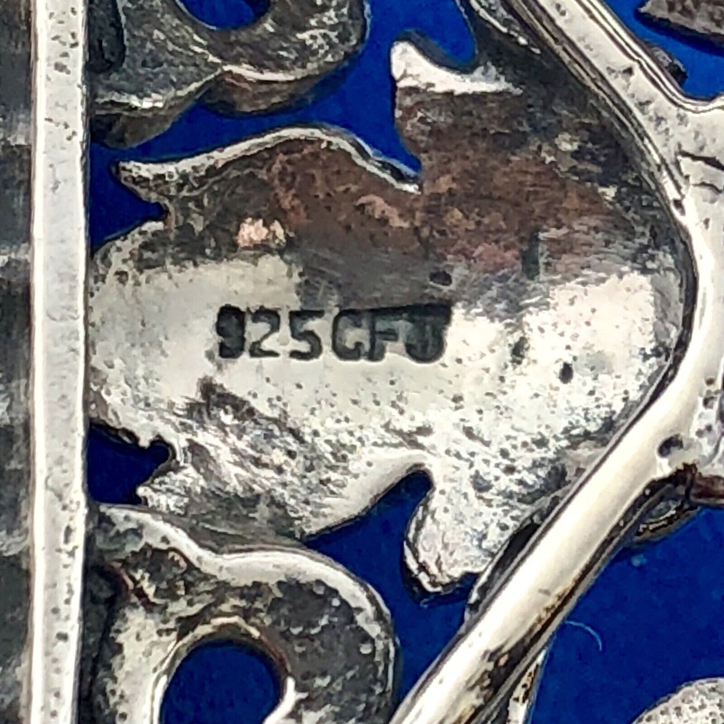 Retro 925 Sterling Silver Tiger Eye Beaded Open Scroll Work Statement Bracelet