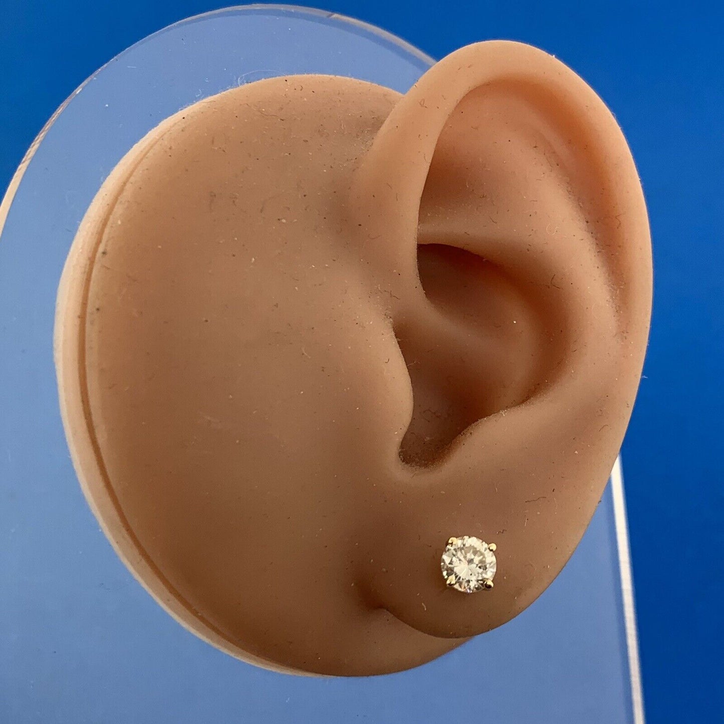 14K Yellow Gold Round Diamond Solitaire Pierced Screw Back Earrings