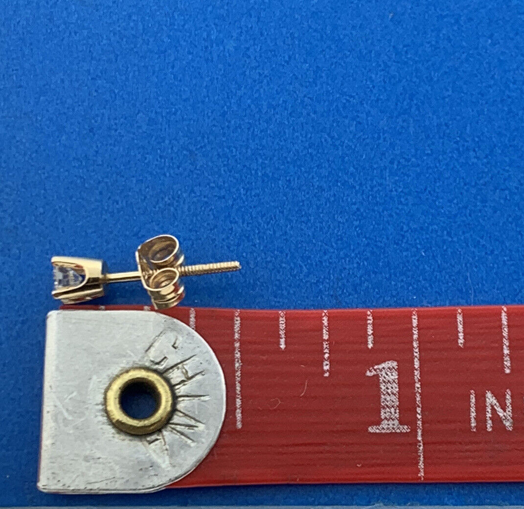 Estate 14K Yellow Gold Diamond April Anniversary Starter Stud Earrings