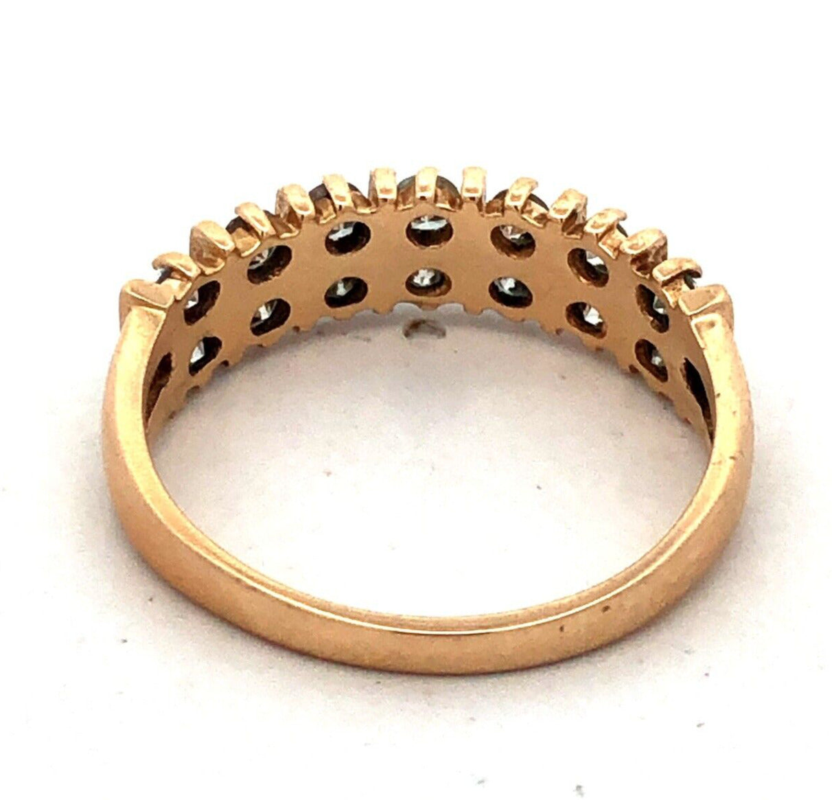 Estate 14K Yellow Gold Round Diamond Wedding Anniversary Band Ring