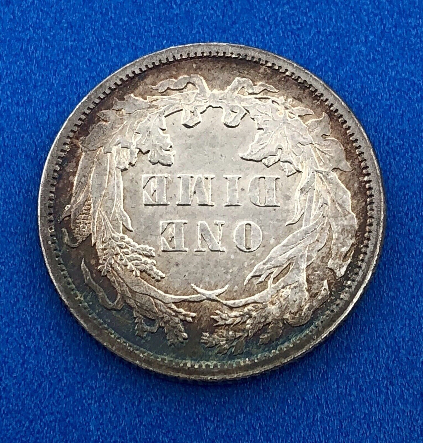 1890 P Silver Seated Liberty Dime Better Key New Orleans Coin Sunset Tone AU DET