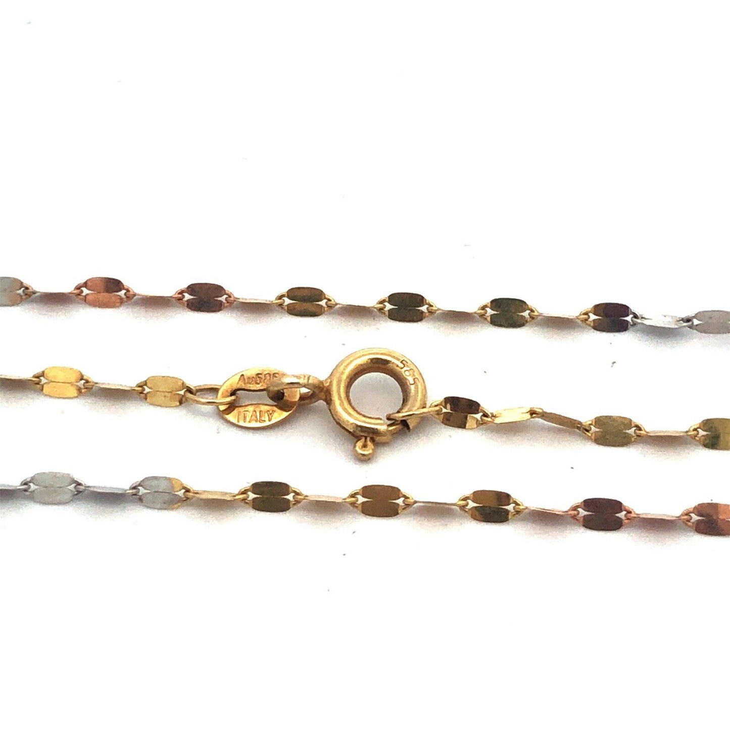 Retro Italy 14K White Yellow Rose Gold Three Star Diamond Cut Pendant Necklace