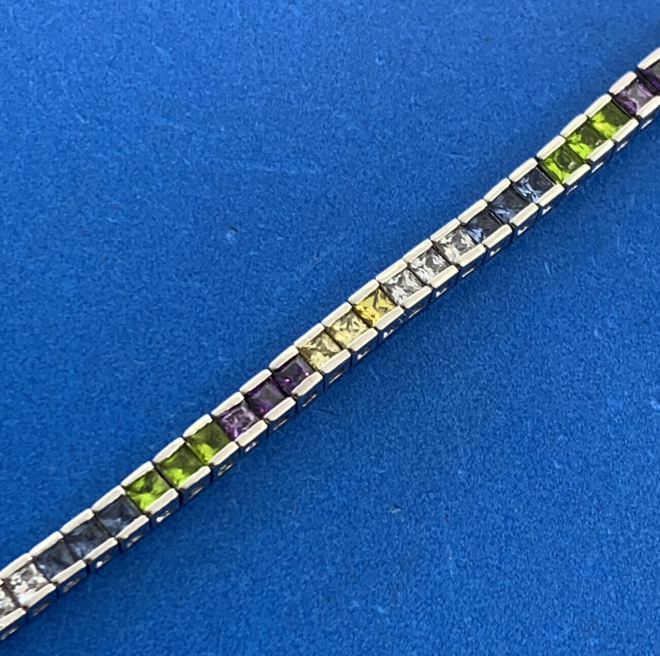 FAS Citrine White Purple Amethyst Peridot Blue Tourmaline Sterling Tennis Bracel