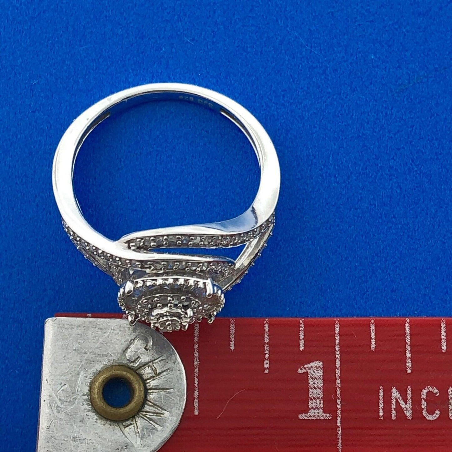 Designer SJD 925 Sterling Silver Diamond Engagement Bridal Anniversary Ring