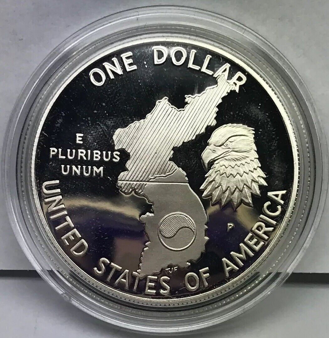 1991 P United States Korean War Memorial Proof Silver Dollar OMP/COA