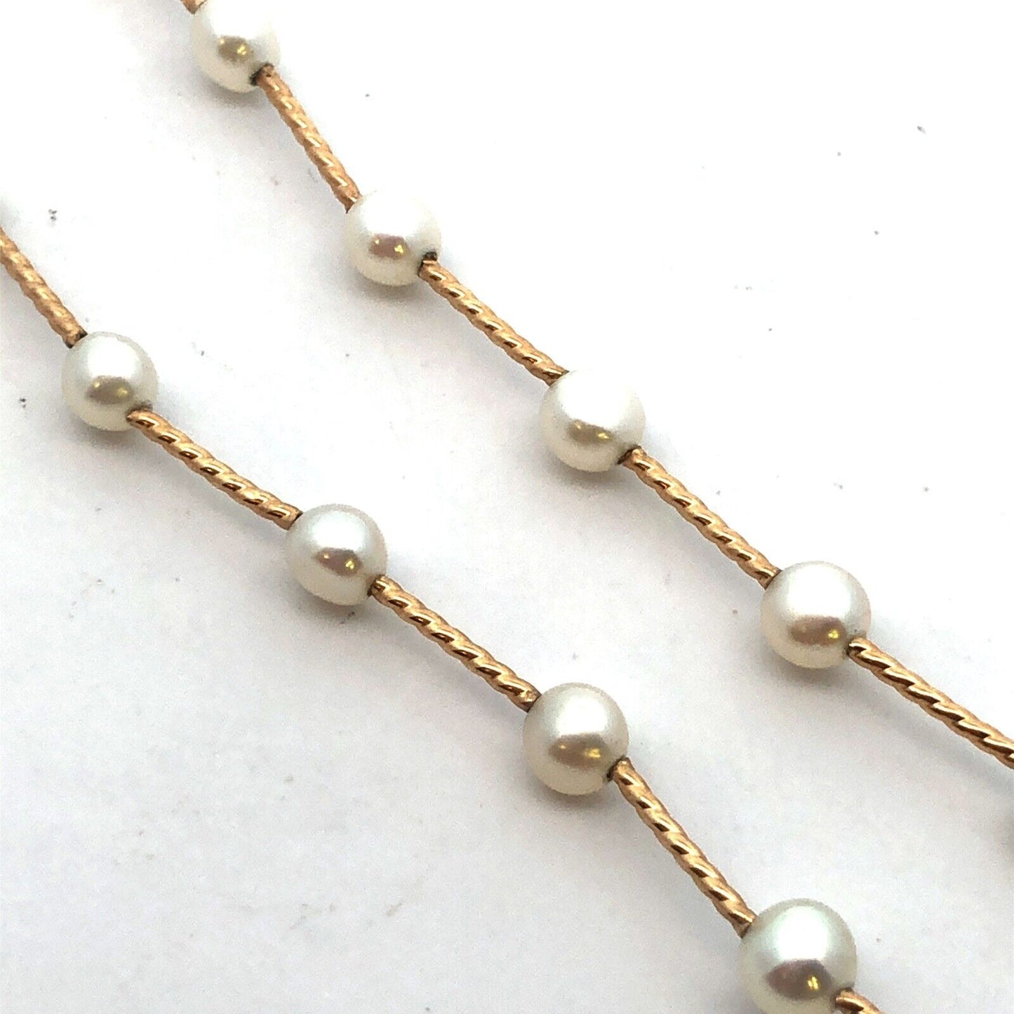 Designer 14K Yellow Gold 4.5 mm Cultured Freshwater Pearl Station Necklace