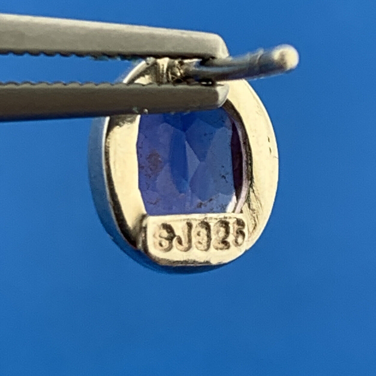 Designer SJ 925 Sterling Silver Oval Amethyst February Anniversary Stud Earrings