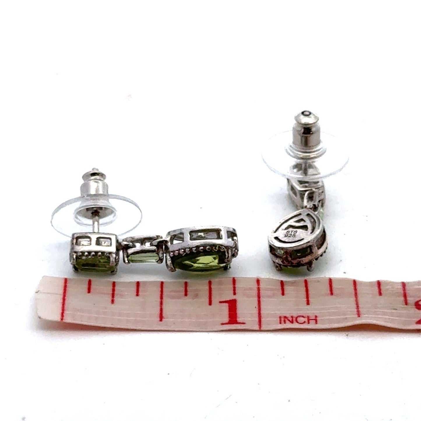 Designer 925 Sterling Silver Peridot Teardrop August Birthstone Dangle Earrings