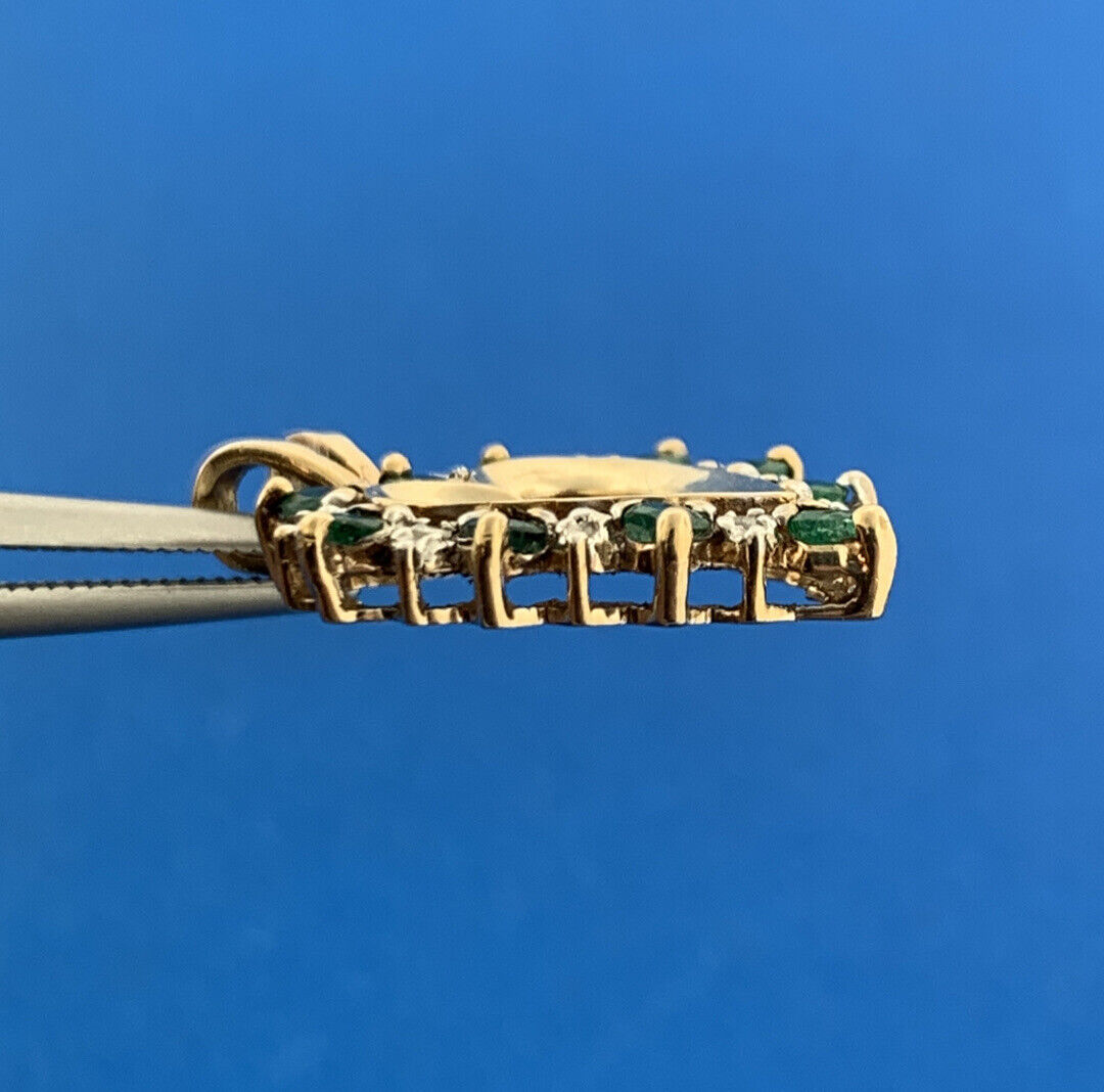 10K Yellow Gold Emerald Diamond May Birthday Anniversary Heart Pendant