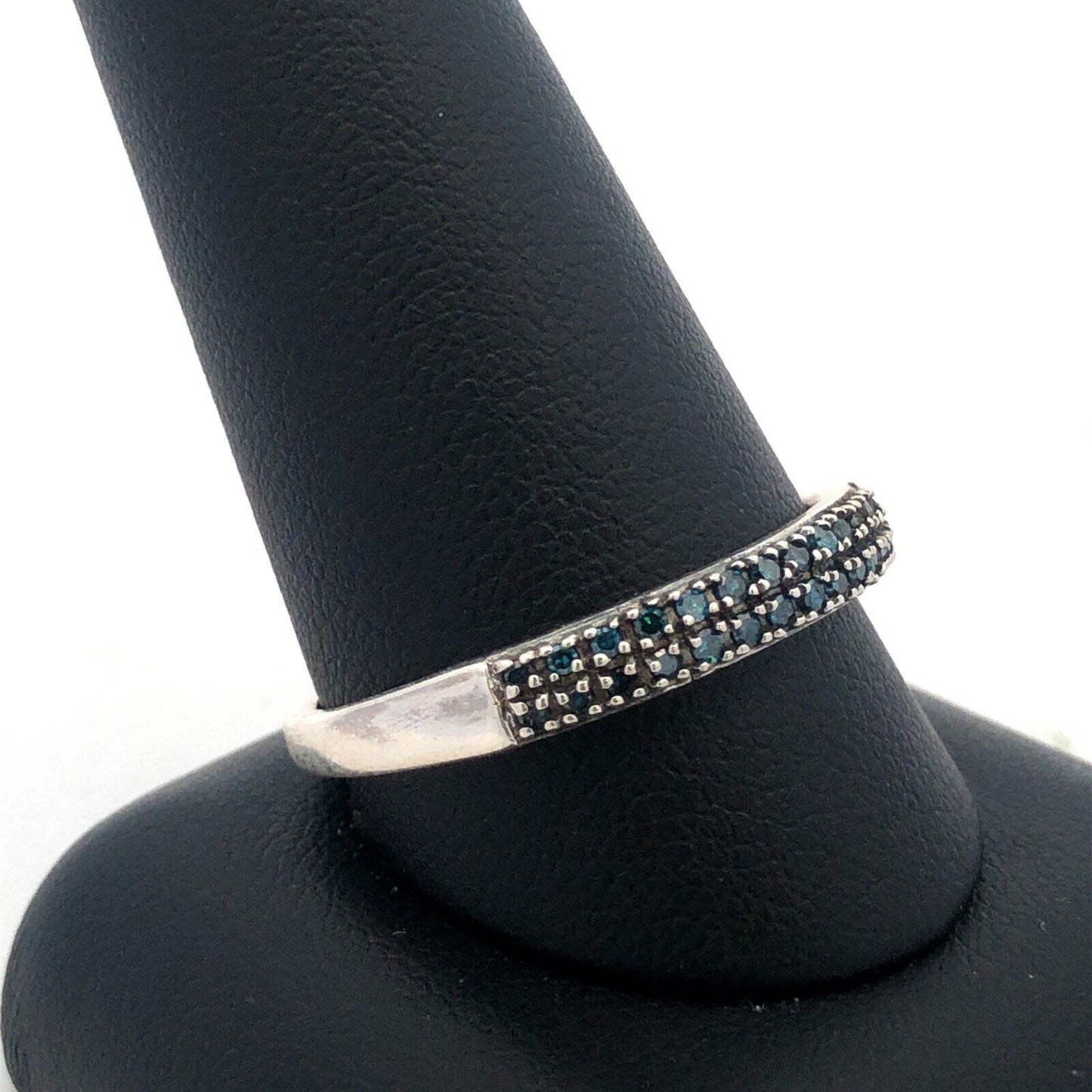 Designer DJoy 925 Sterling Silver Blue Sapphire Pave Anniversary Band Ring